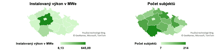 Instalovaný výkon vodních elektráren v ČR