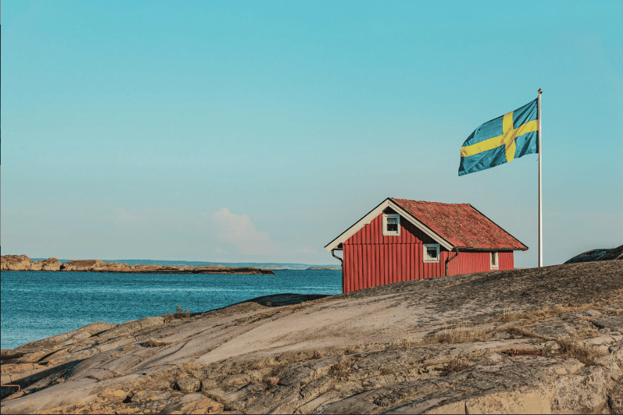 dům se Švédskou vlajkou