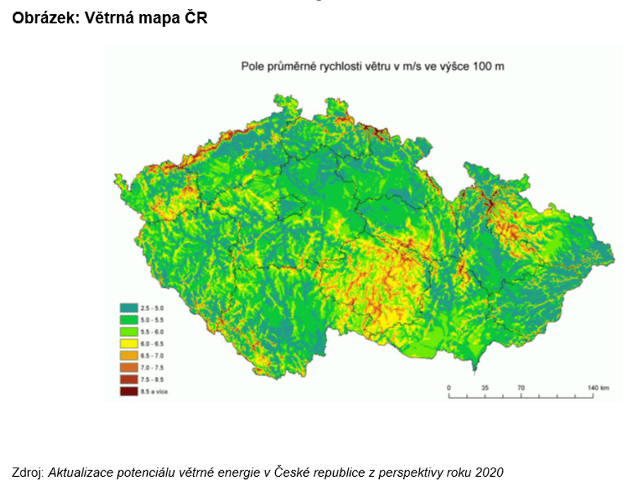 Větrná mapa ČR